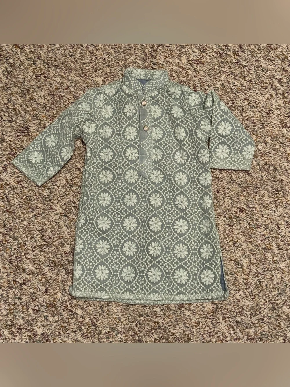 Embroidered Green Floral Printed Kurta Tunic kids 2T see measurements